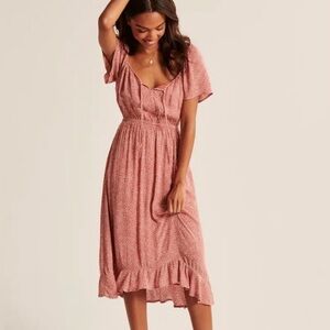 Abercrombie & Fitch Blush Pink Midi dress short sleeve cottage babydoll XS P